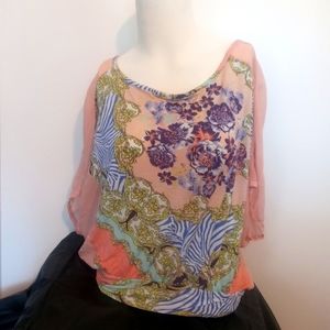 See through light floral shirt